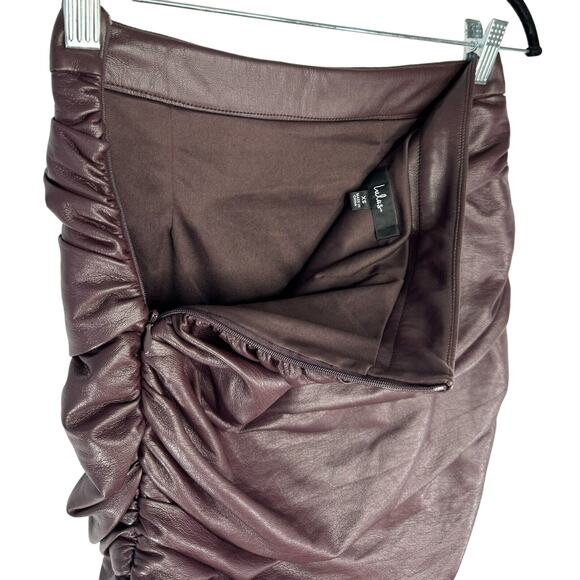 Lulus Cool Factor Ruched Vegan Leather Mini Skirt Brown Women’s size XS - Picture 5 of 6